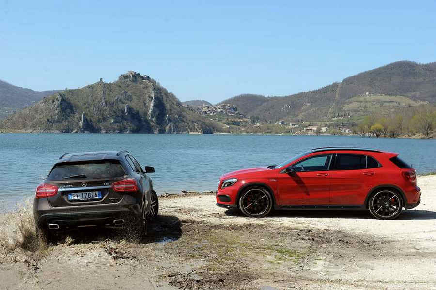 Mercedes Lago Turano Mercedes GLA SUV Enduro vista Monte Antuni e Castel di Tora