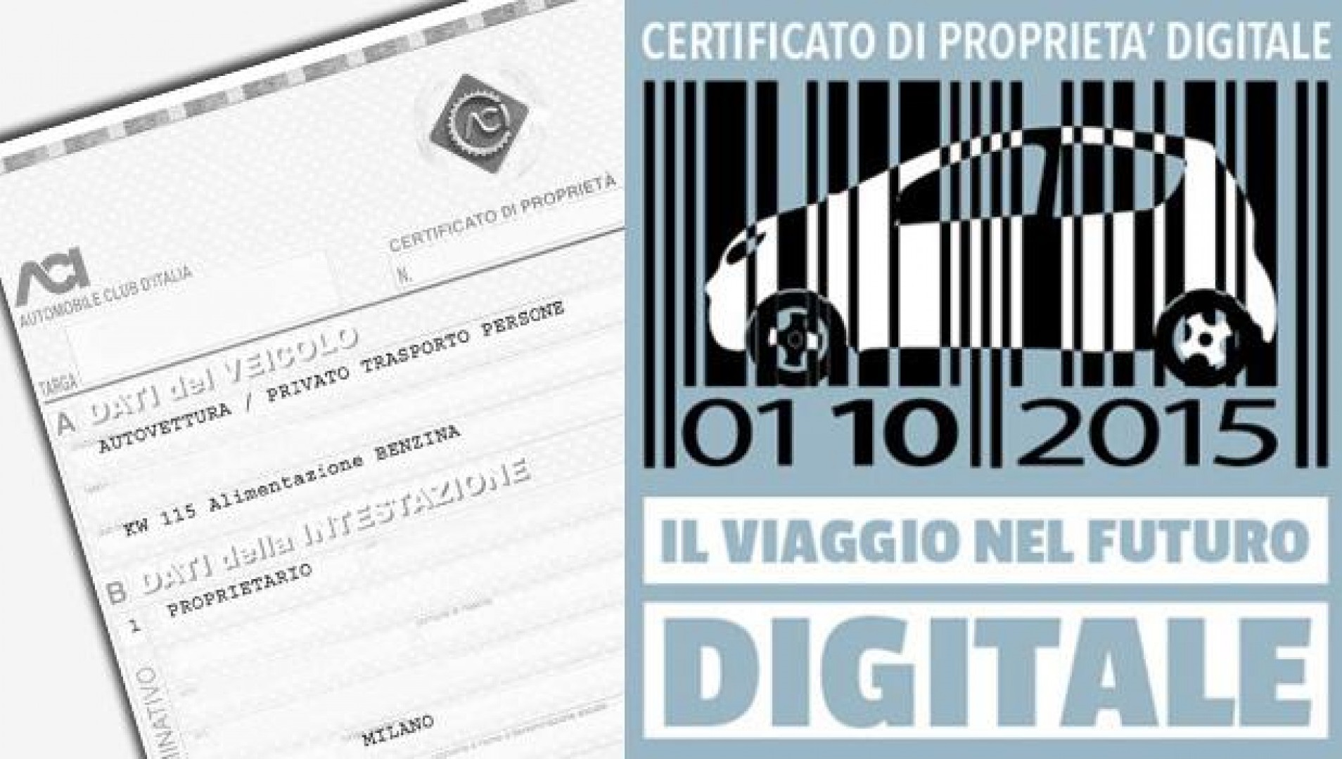 Certificato di proprietà auto digitale CDP