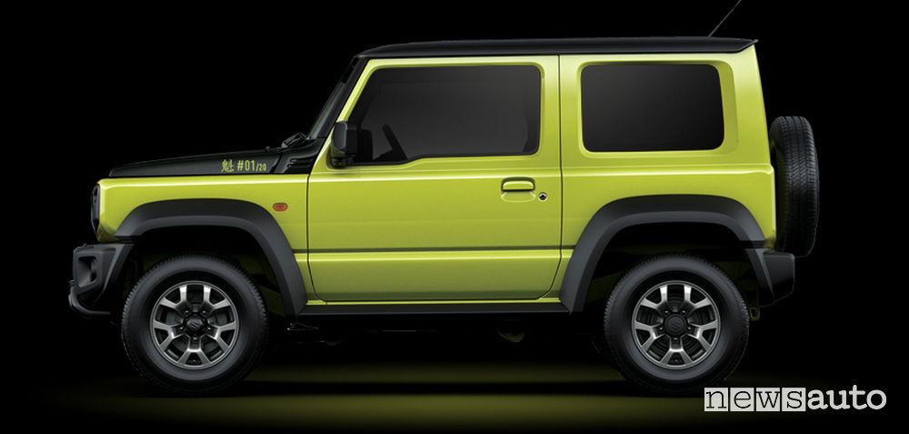 Laterale Suzuki Jimny Sakigake giallo