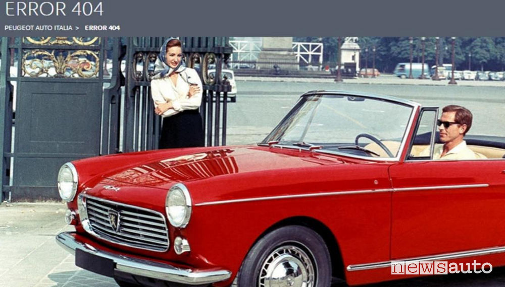 errore 404 Pagina non trovata Peugeot Italia