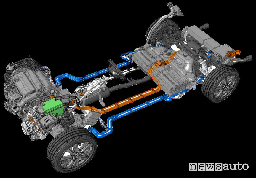 Schema tecnico auto ibrida Groupe PSA