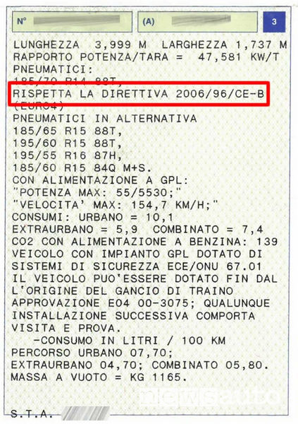 carta di circolazione terzo quadrante