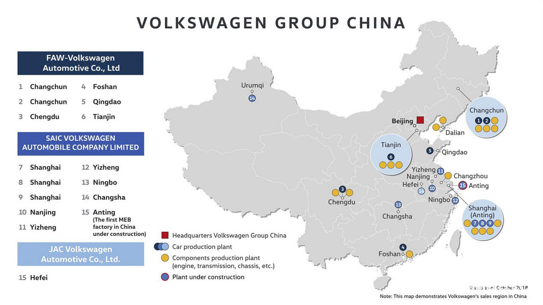 Volkswagn mappa Stabilimento MEB Cina