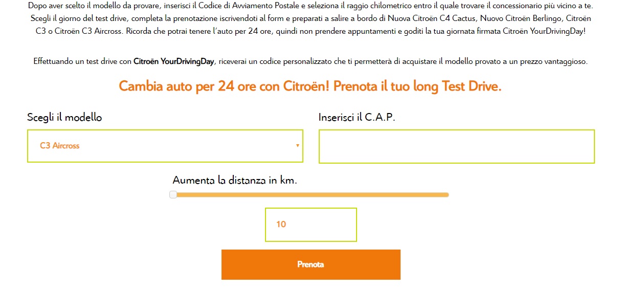 Test drive 24 ore Citroen