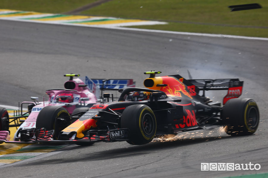 F1 Gp Brasile 2018, contatto Ocon-Verstappen
