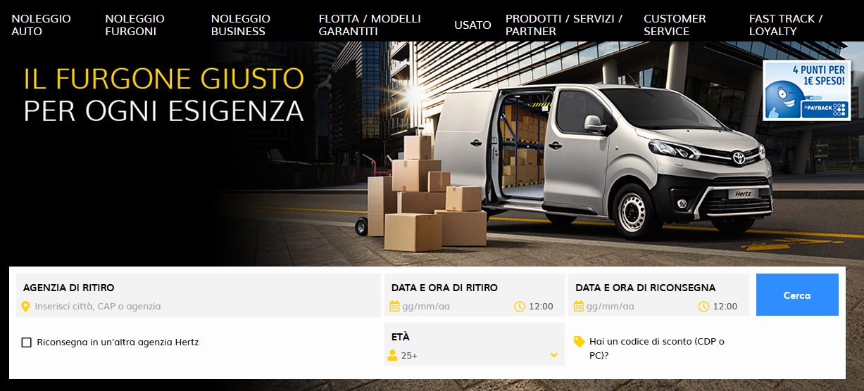 Furgoni a noleggio Hertz