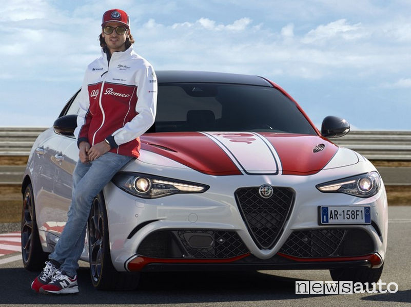 Alfa Romeo Giulia Quadrifoglio livrea F1 con Antonio Giovinazzi
