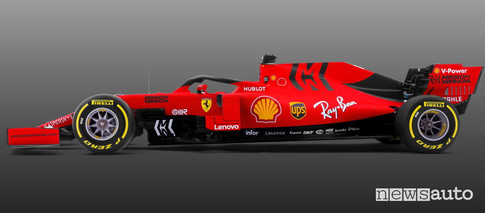 F1 2019 Ferrari SF90, vista laterale