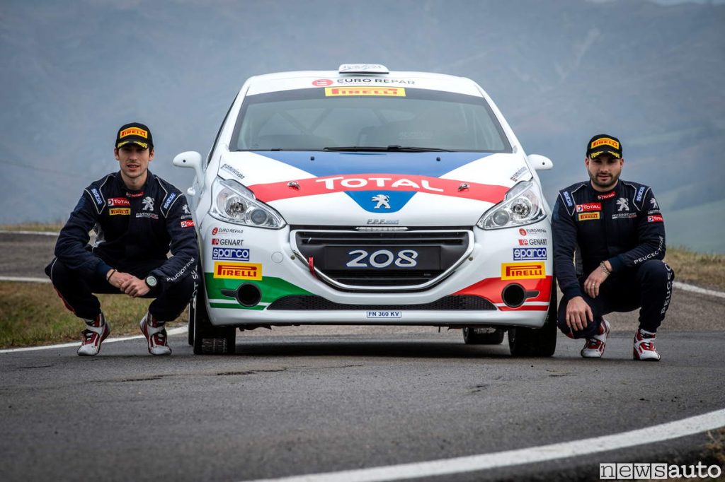 Peugeot 208 R2B con il nuovo equipaggio ufficiale Peugeot Sport Italia Rally 2019 Gonella (nav) e Ciuffi (pil)