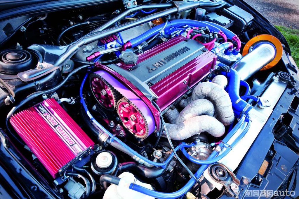 Il motore della Mitsubishi Lancer Evo VIII con 535 cv
