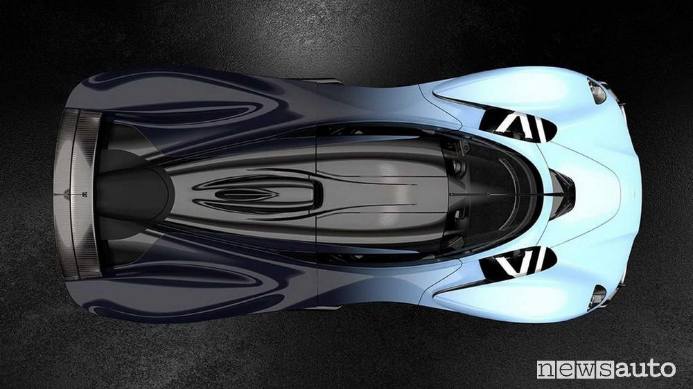 Aston Martin Valkyrie vista dall'alto