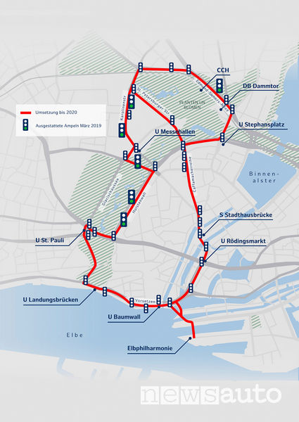 Mappa di Amburgo area test guida autonoma