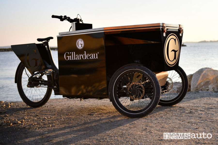 Vista di profilo Peugeot foodbike per le ostriche Gillardeau