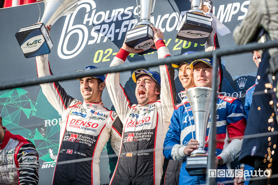 WEC 2019 6 ore Spa-Francorchamps podio Alonso/Nakajima/Buemi