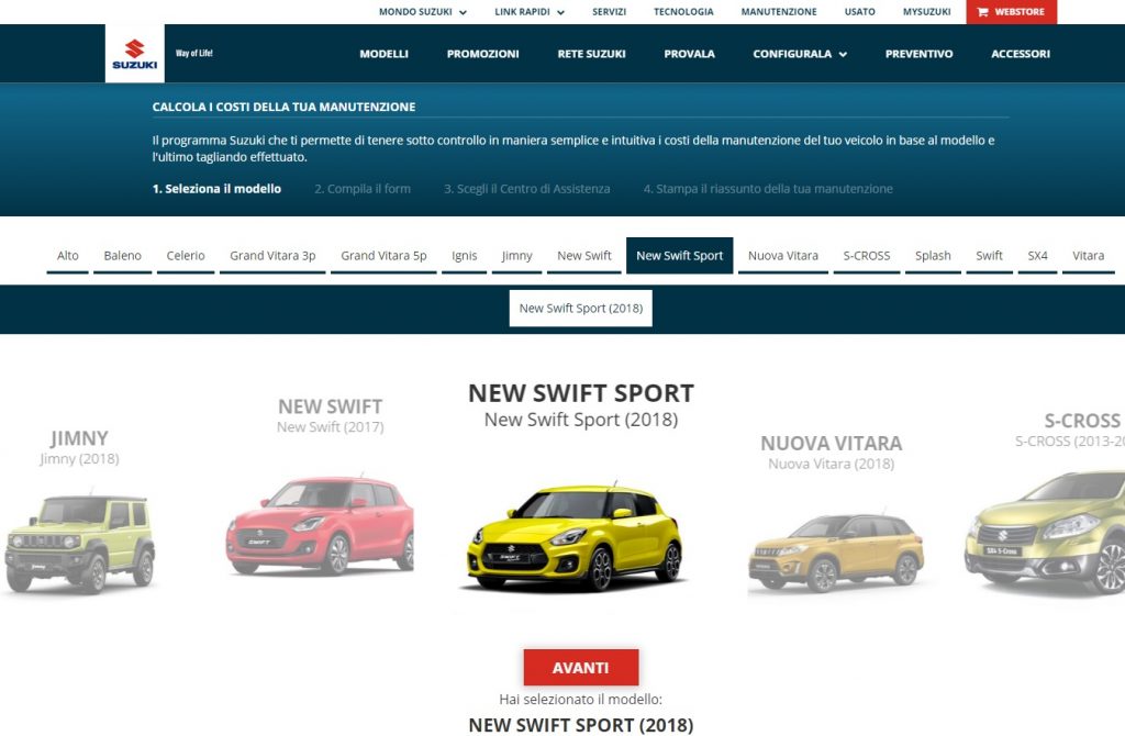 Preventivo tagliando auto Suzuki