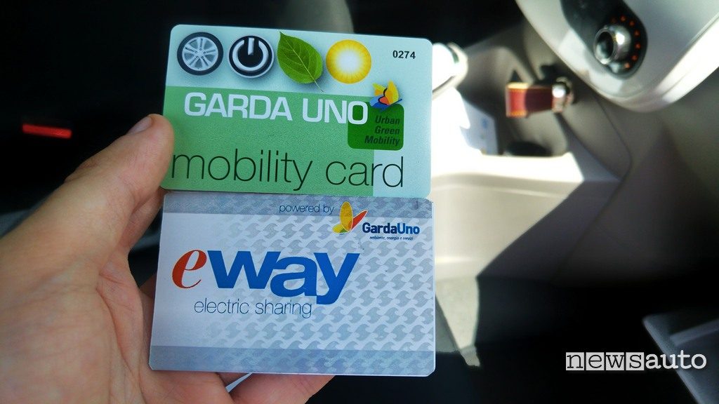 Tessera servizio E-Way carsharing elettrico al lago di Garda