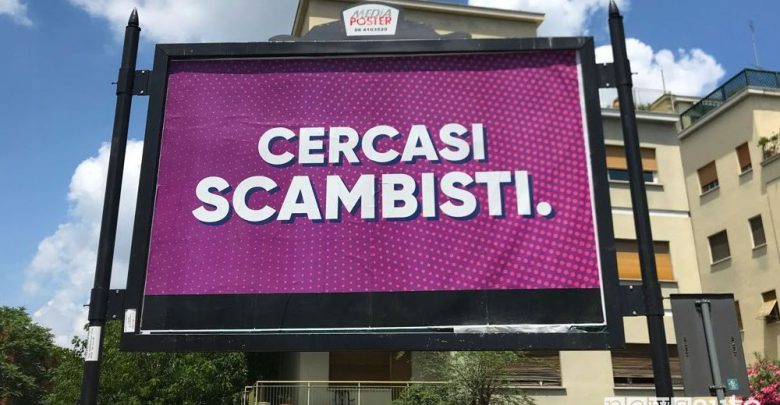 Cercasi Scambisti cartello pubblicitario