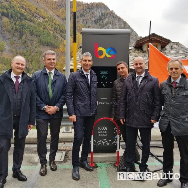 stazione Be-Charge Fast (fino a 150 kW) sul Monte Bianco in Val d’Aosta