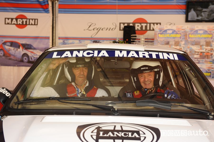 Miki Biasion e Tiziano Siviero nell'abitacolo della Lancia Delta Integrale