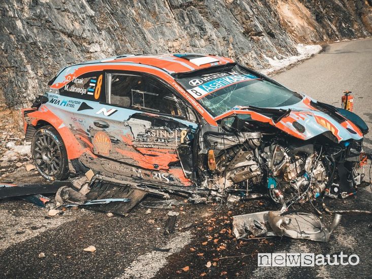 Ott Tanak Hyundai incidente Rally di Montecarlo 2020
