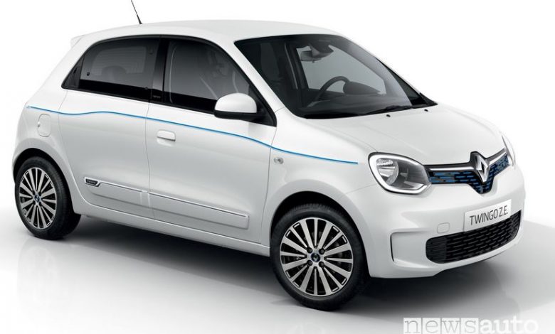 Vista di profilo Renault Twingo Z.E.