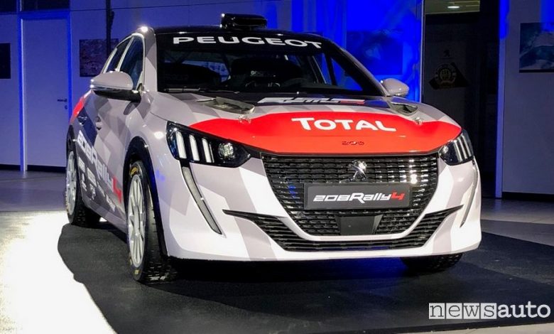 Vista anteriore Peugeot 208 Rally 4