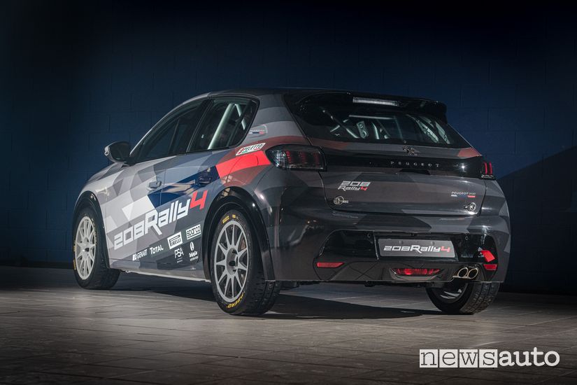 Vista posteriore Peugeot 208 Rally 4