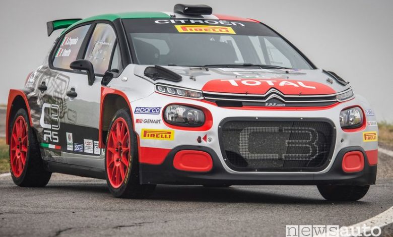 Vista di profilo Citroën C3 R5 rally 2020