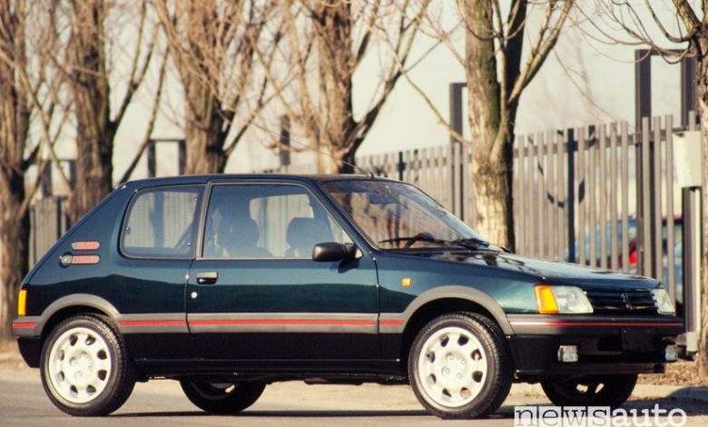 Vista di profilo Peugeot 205 GTI Plus