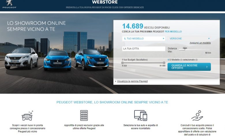Concessionaria Peugeot on line nel Webstore