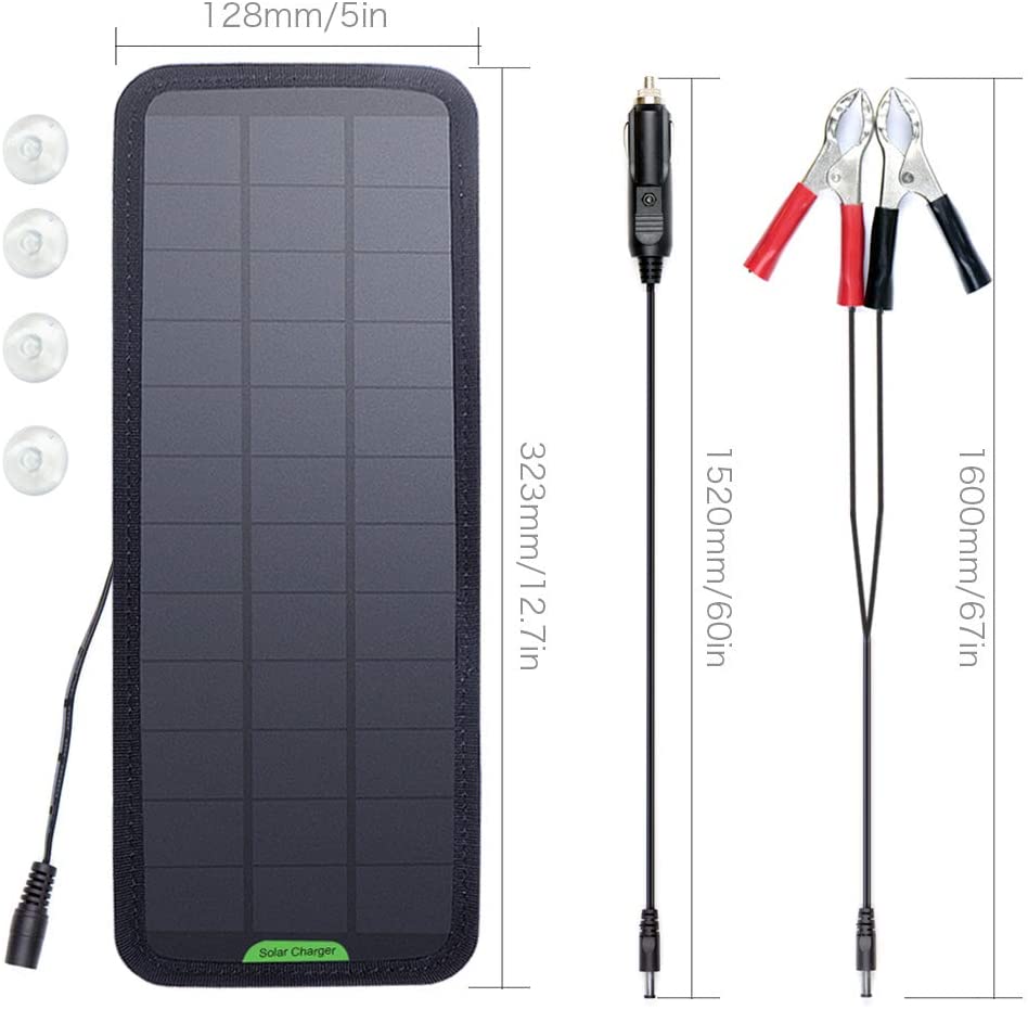 caricabatterie solare, collegabile facilmente alla presa da 12 V tipo accendisigari