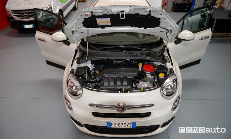 Vano motore Fiat 500X benzina trasformata in metano