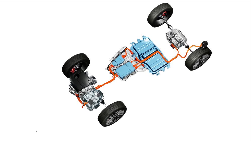 Schema trazione ibrida plug-in nuova Jaguar E-Pace P300e PHEV