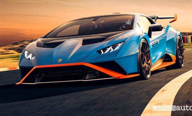 Vista anteriore Lamborghini Huracán STO in pista