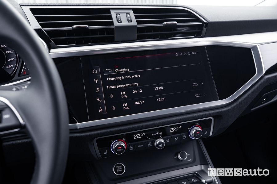 Infotainment info carica batteria Audi Q3 45 TFSI e PHEV