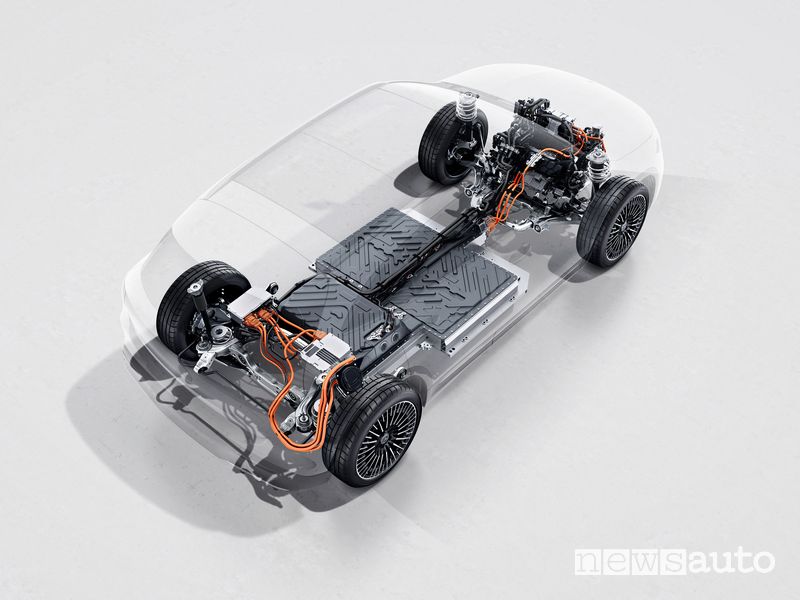 La piattaforma MFA2 che ospita motore elettrico e batteria della Mercedes-Benz EQA