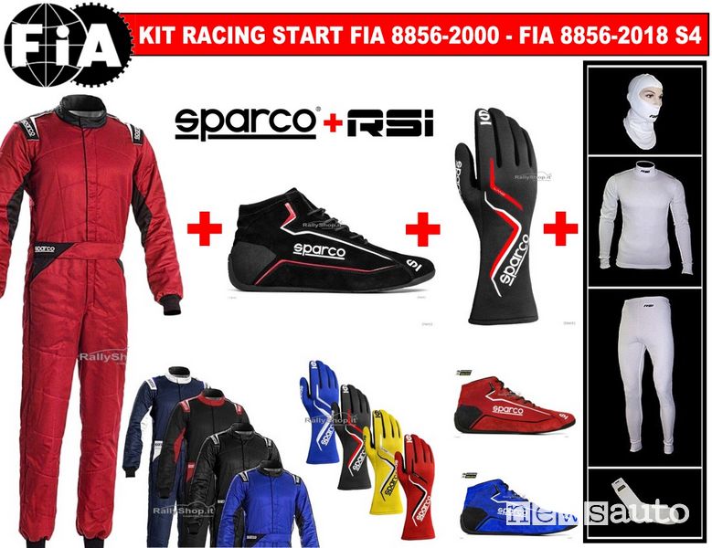 bigliamento per diventare pilotale deve essere conforme alle norme FIA 8856-2000: tuta, sottotuta in due pezzi, calze, guanti, scarpe, sottocasco, tutti rigorosamente ignifughi