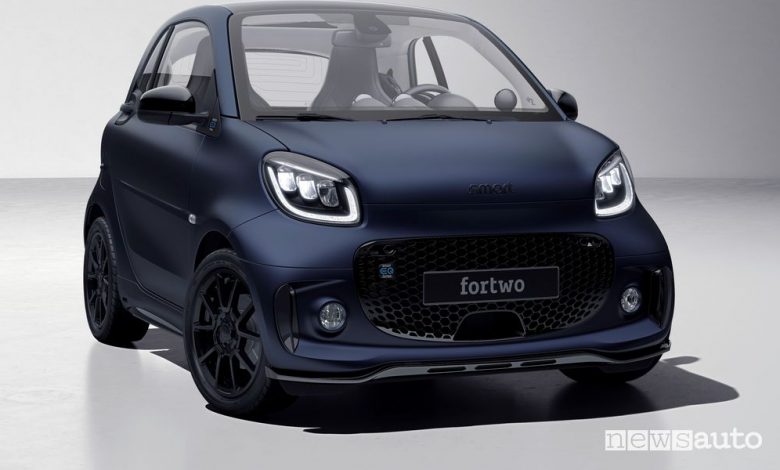 Vista di profilo smart EQ fortwo edition bluedawn