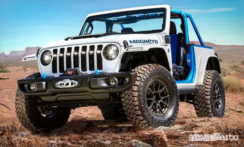 Vista di profilo Jeep Magneto BEV concept elettrico
