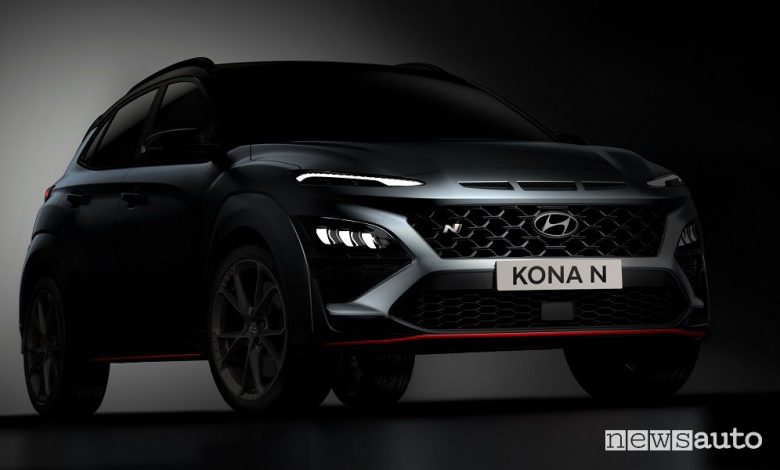 Vista di profilo nuova Hyundai Kona N