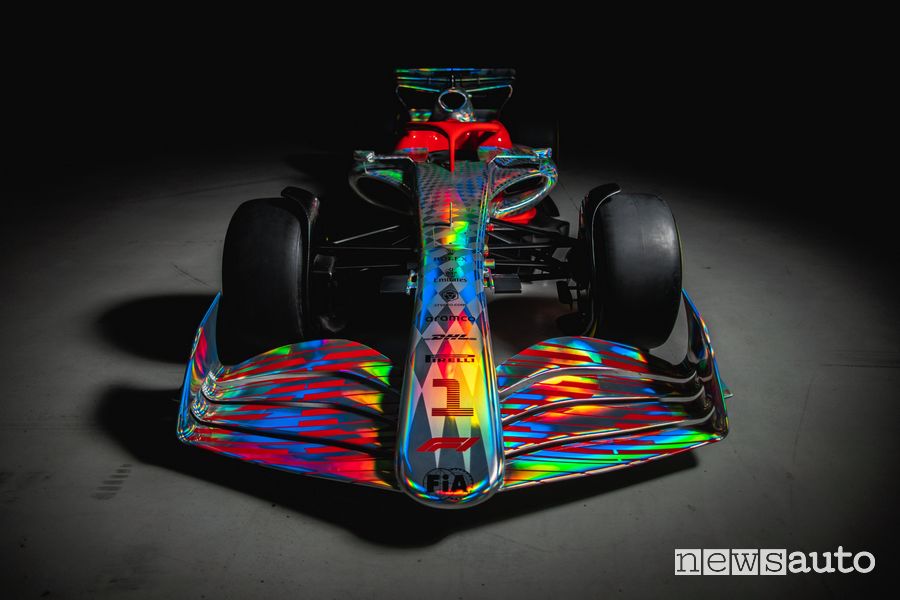 Vista anteriore della nuova monoposto F1 2022