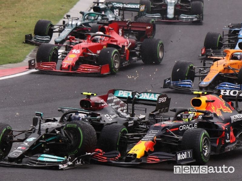 F1 Gp Ungheria 2021, incidente dopo la partenza
