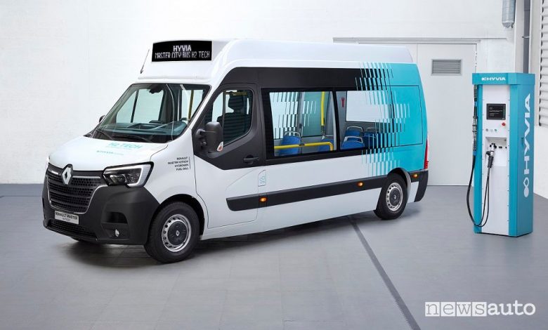 Vista di profilo Renault Master City Bus H2-TECH ad idrogeno