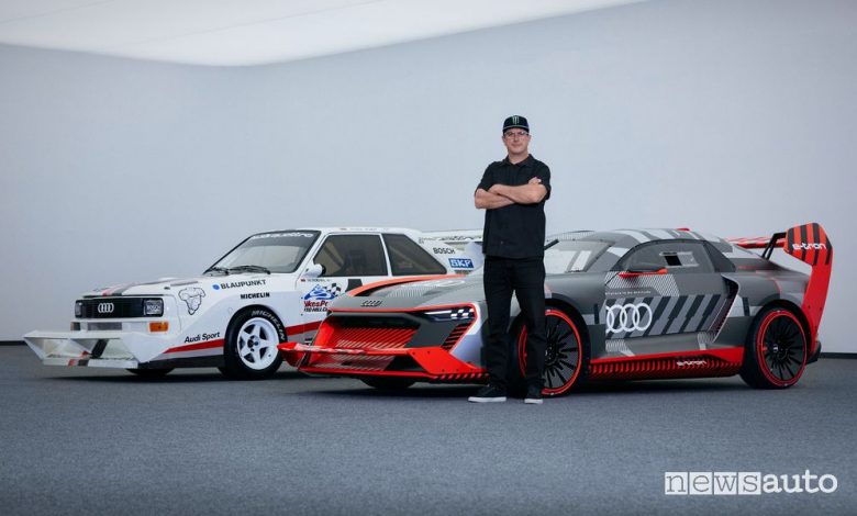 Ken Block con l'Audi S1 e-tron quattro Hoonigan e la S1 Pikes Peak
