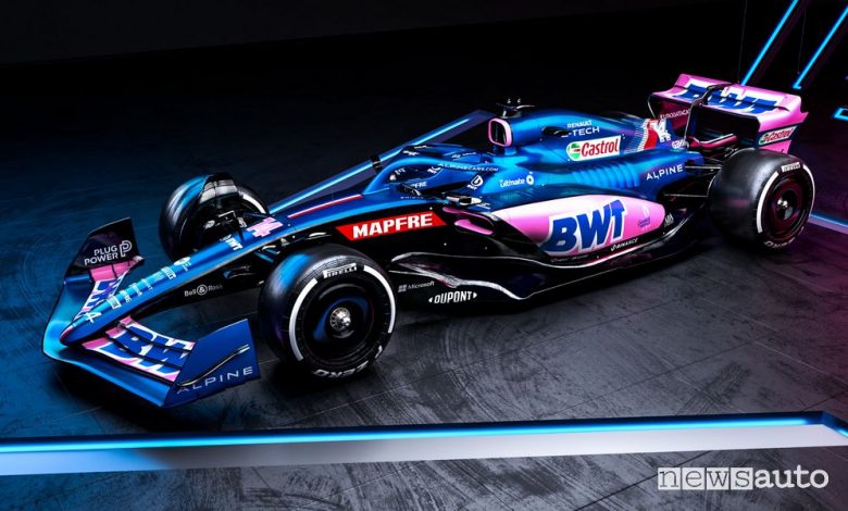 Vista di profilo Alpine F1 2022 A522