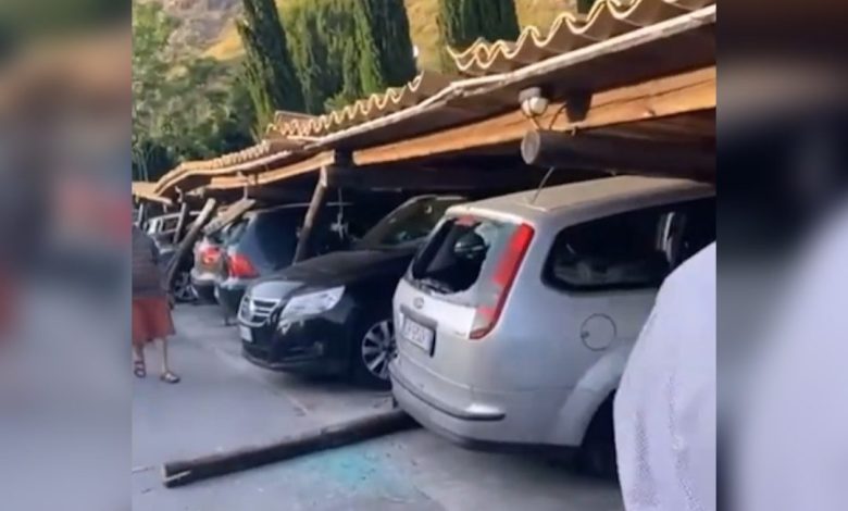 Crolla tettoia del parcheggio durante il matrimonio, VIDEO