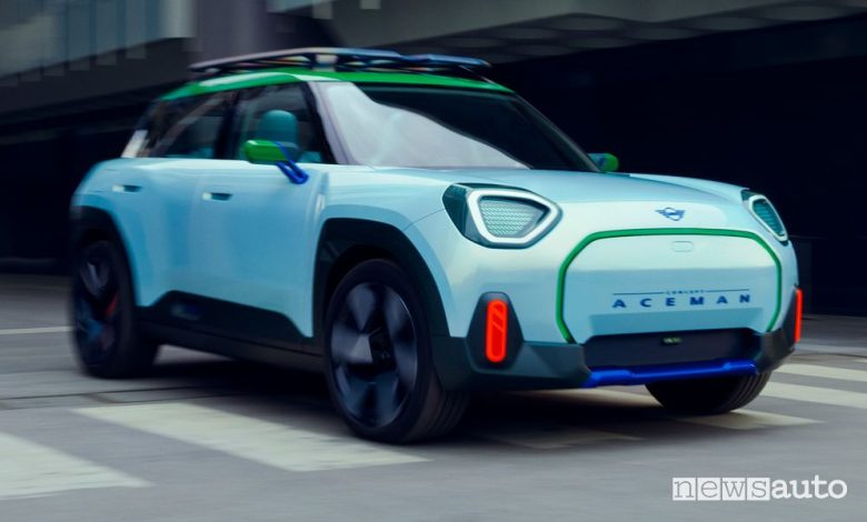 Vista di profilo MINI Concept Aceman su strada