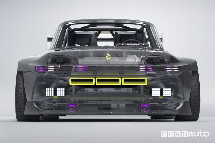 Vista frontale Renault R5 Turbo 3E showcar elettrica