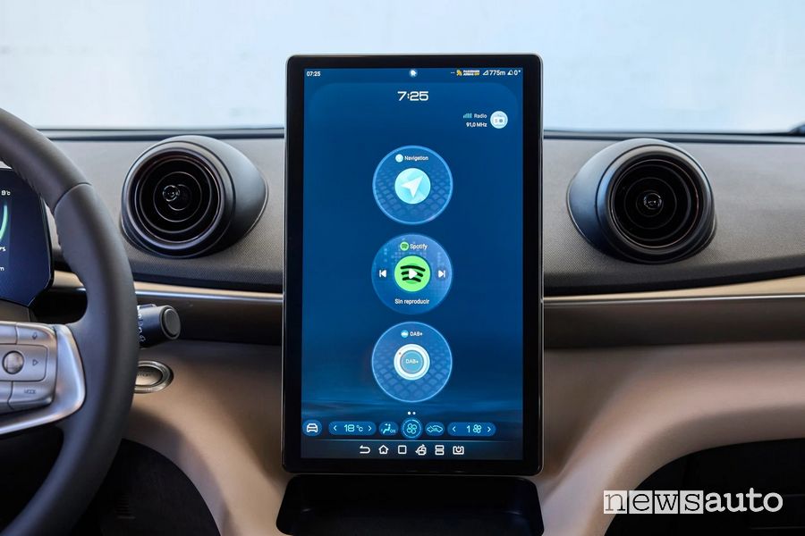 BYD Dolphin display infotainment in verticale