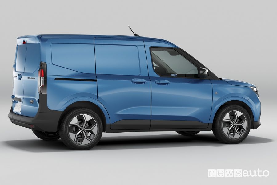 Nuovo Ford E-Transit Courier EV posteriore 3/4